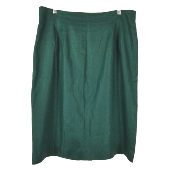 Jones New York Womens 100% Linen Midi Pencil Skirt Size 14 W Hunter Green Lined - Picture 1 of 6